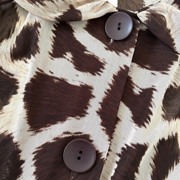 Laura Ashley Woman 2X Leopard Animal Print Semi Sheer Blouse Mob Wife Western - Picture 7 of 10